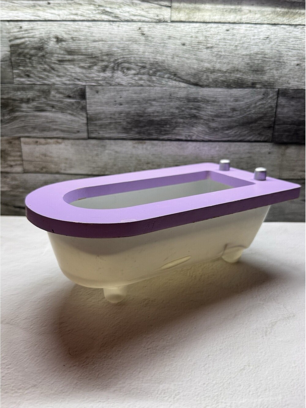 Vintage Doll Bathtub Purple White Plastic Toy Bath Tub